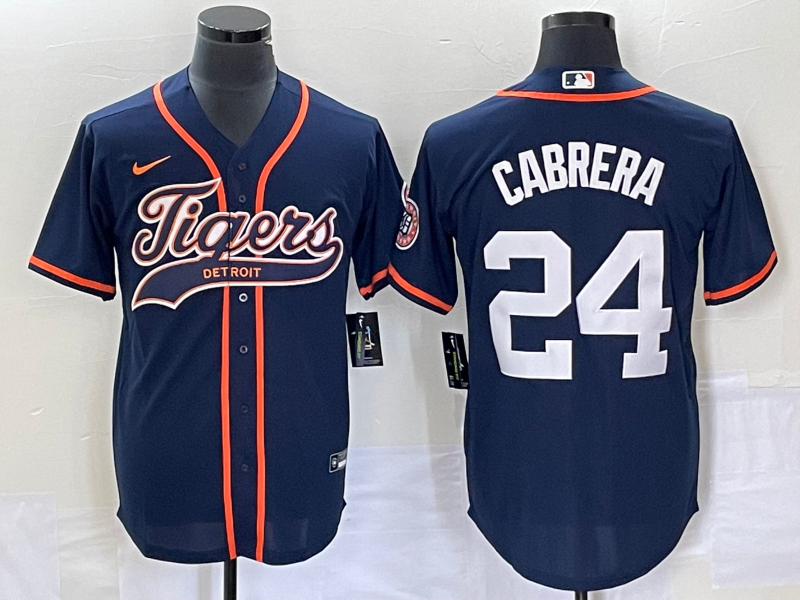 Men's Detroit Tigers Miguel Cabrera #24 Navy Jersey Joint Edition